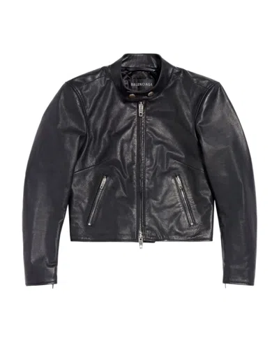 Balenciaga Racer Zipped Leather Jacket In Black