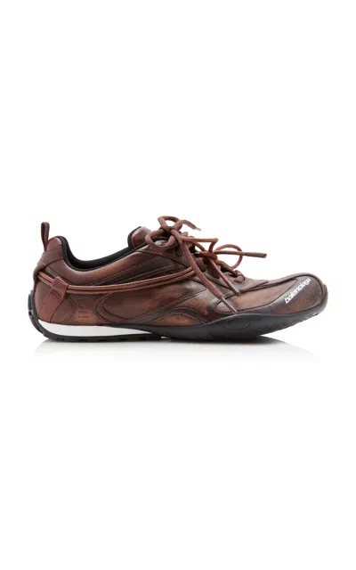 Balenciaga Radar Leather Sneakers In Brown