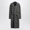 Balenciaga Raglan One Layer Coat In Black/grey Check In Gray
