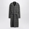 Balenciaga Raglan One Layer Coat In Black/grey Check