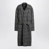 Balenciaga Raglan One Layer Coat In Black/grey Check In Gray