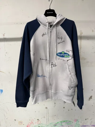 Balenciaga Raglan Oversized Zip-up Hoodie In Gray