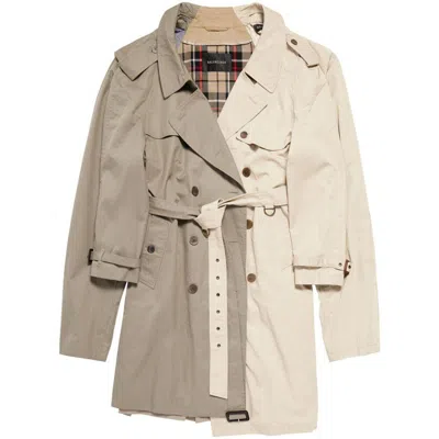 Balenciaga Double Sleeve Hybrid Cotton Trench Coat In Dark Beige