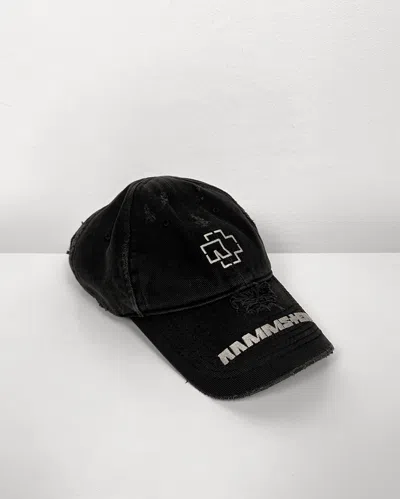 Pre-owned Balenciaga Rammstein Limited Edition Distressed Hat In Black