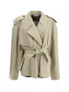 Balenciaga Women Raw-cut Short Trench Coat In Beige