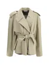 Balenciaga Women Raw-cut Short Trench Coat In Beige