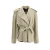 Balenciaga Women Raw-cut Short Trench Coat In Beige