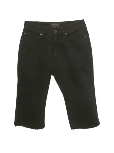 Pre-owned Balenciaga Raw-edge Denim Shorts In Black