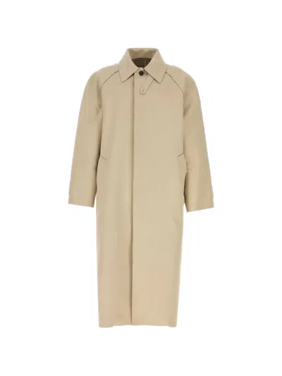 Balenciaga Cotton Trench Coat Back Vent Raglan In Brown