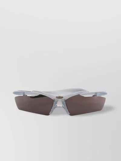 Balenciaga Rectangle Acetate Sunglasses With Curved Arms In Gray