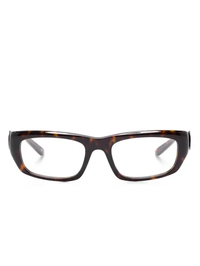 Balenciaga Rectangle-frame Glasses In 褐色