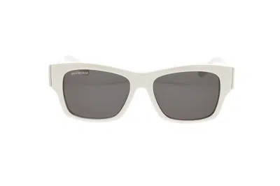 Balenciaga Rectangle Frame Sunglasses In 003 White White Grey