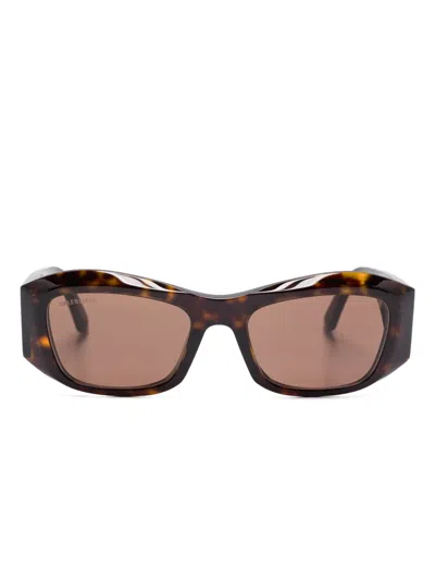 Balenciaga Rectangle-frame Sunglasses In 褐色