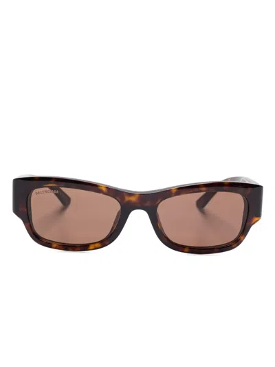 Balenciaga Rectangle-frame Sunglasses In 褐色