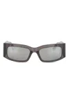 Balenciaga Black Rectangular Sunglasses In Gray