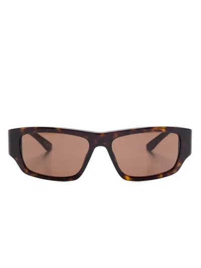 Balenciaga Rectangle-frame Sunglasses In Brown