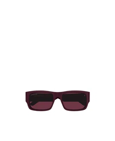 Balenciaga Rectangle-frame Sunglasses In Red
