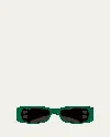 Balenciaga Rectangle Mirror B Acetate Sunglasses In Green