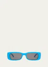 Balenciaga Rectangle Mirror B Acetate Sunglasses In Light-blue