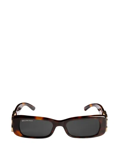 Balenciaga Rectangle-frame Sunglasses In Brown