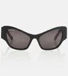 Balenciaga Rectangular Acetate Sunglasses In Black
