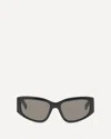 Balenciaga Nano Rectangular Sunglasses Thick Frame Arms In Brown