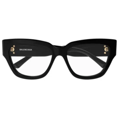 Balenciaga Rectangular Frame Glasses In 001 Black Black Transpare