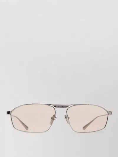 Balenciaga Rectangular Sunglasses Silk Nylon Metal Frame In Silver