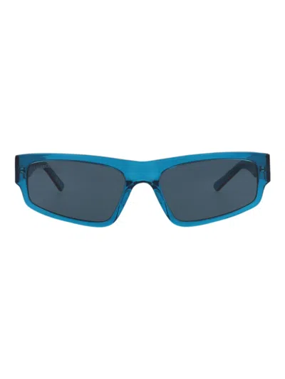 Balenciaga Recycled Acetate Square Unisex Sunglasses In Blue