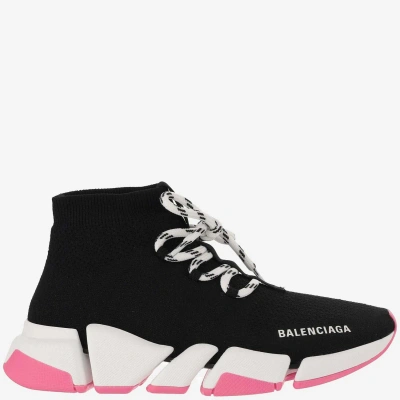 Balenciaga Recycled Mesh Speed 2.0 Lace-up Sneaker In Black/white/pink