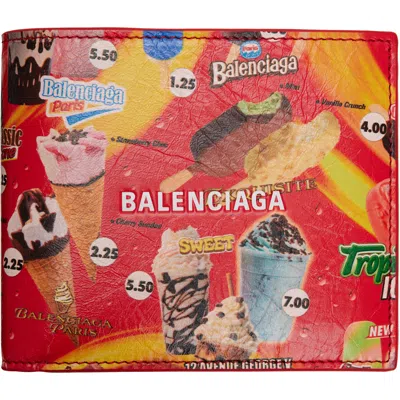 Balenciaga Red Cash Square Folded Coin Wallet In 6564-red