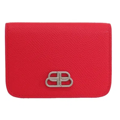 Pre-owned Balenciaga Red Color Leather Wallet (bi-fold) ()