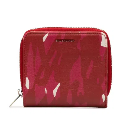 Pre-owned Balenciaga Red Color Leather Wallet (bi-fold) ()