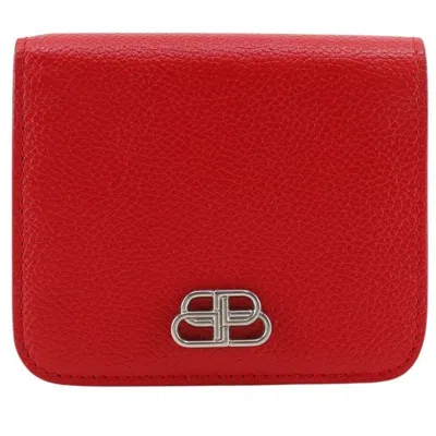 Pre-owned Balenciaga Red Color Leather Wallet (bi-fold) ()