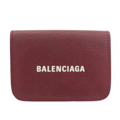 Pre-owned Balenciaga Red Color Leather Wallet (bi-fold) ()