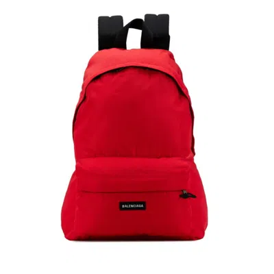 Pre-owned Balenciaga Red Color Nylon Canvas Backpack ()