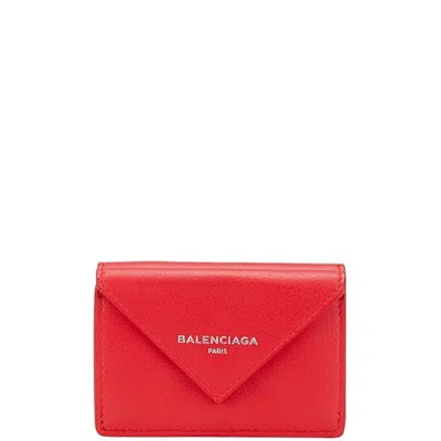 Pre-owned Balenciaga Red Color Paper Wallet (tri-fold) ()