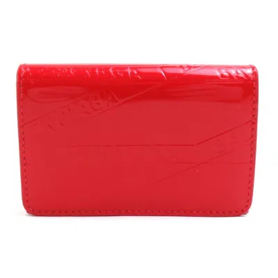 Pre-owned Balenciaga Red Color Patent Leather Wallet (tri-fold) ()