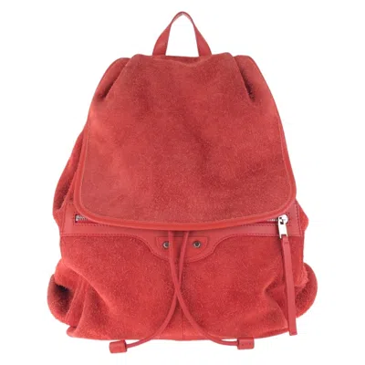 Pre-owned Balenciaga Red Color Suede Leather Backpack ()