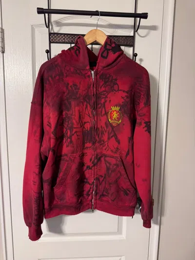 Pre-owned Balenciaga Red Distressed Skater Hoodie