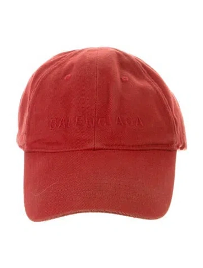 Pre-owned Balenciaga Red Embroidered Cap