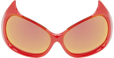 Balenciaga Red Gotham Cat Sunglasses In 004 Red