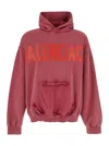 Balenciaga Red Hoodie With Logo Lettering On The Front And Logo Print On The Back In Cotton Man In Red