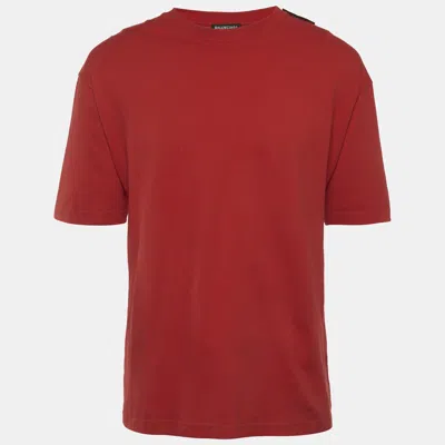 Pre-owned Balenciaga Red Jersey Crewneck T-shirt M