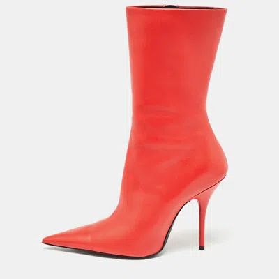 Pre-owned Balenciaga Red Leather Knife Midcalf Boots Size 39