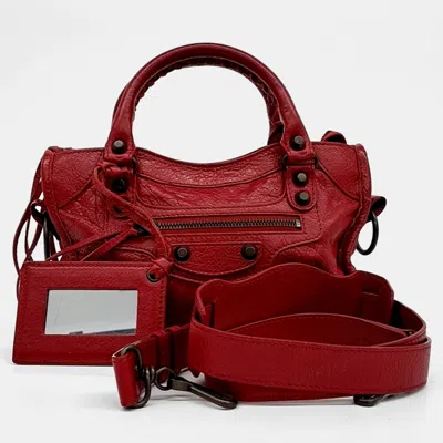 Pre-owned Balenciaga Red Leather Motor Mini City Bag