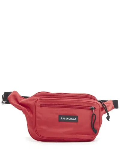 Pre-owned Balenciaga Red Nylon Explorer Logo Dual Pocket Belt Bag, Never Carried  (authentic Pre-loved)