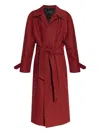 Balenciaga Houndstooth-pattern Belted Coat In Red