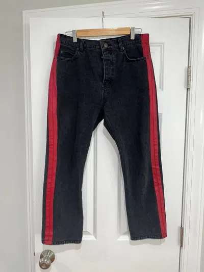 Pre-owned Balenciaga Red Stripe Jeans In Black