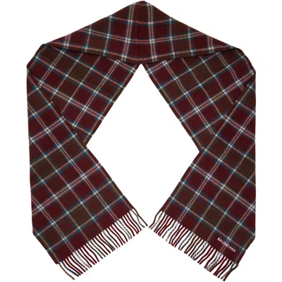 Balenciaga Red Wool Hooded Scarf In 6164 Burgundy
